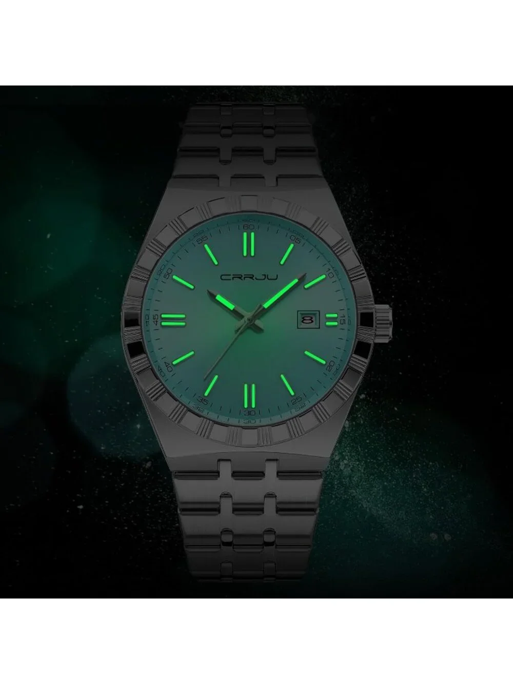 Men's Silver Mint Luxury Luminous Analog Quartz Fashion Casual Wrist Watches